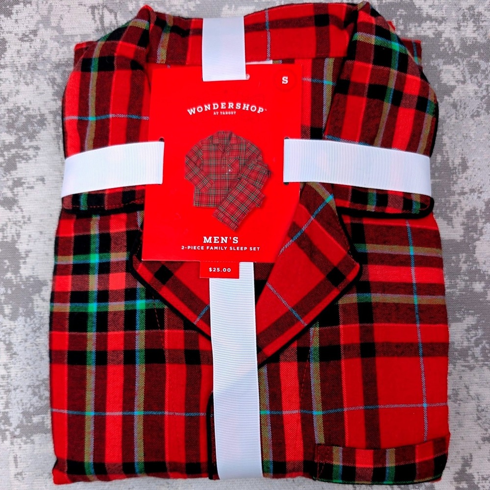 Wondershop Mens‎ Red Tartan Plaid 2-Piece Pajama Set Holiday Sleepwear Small NEW